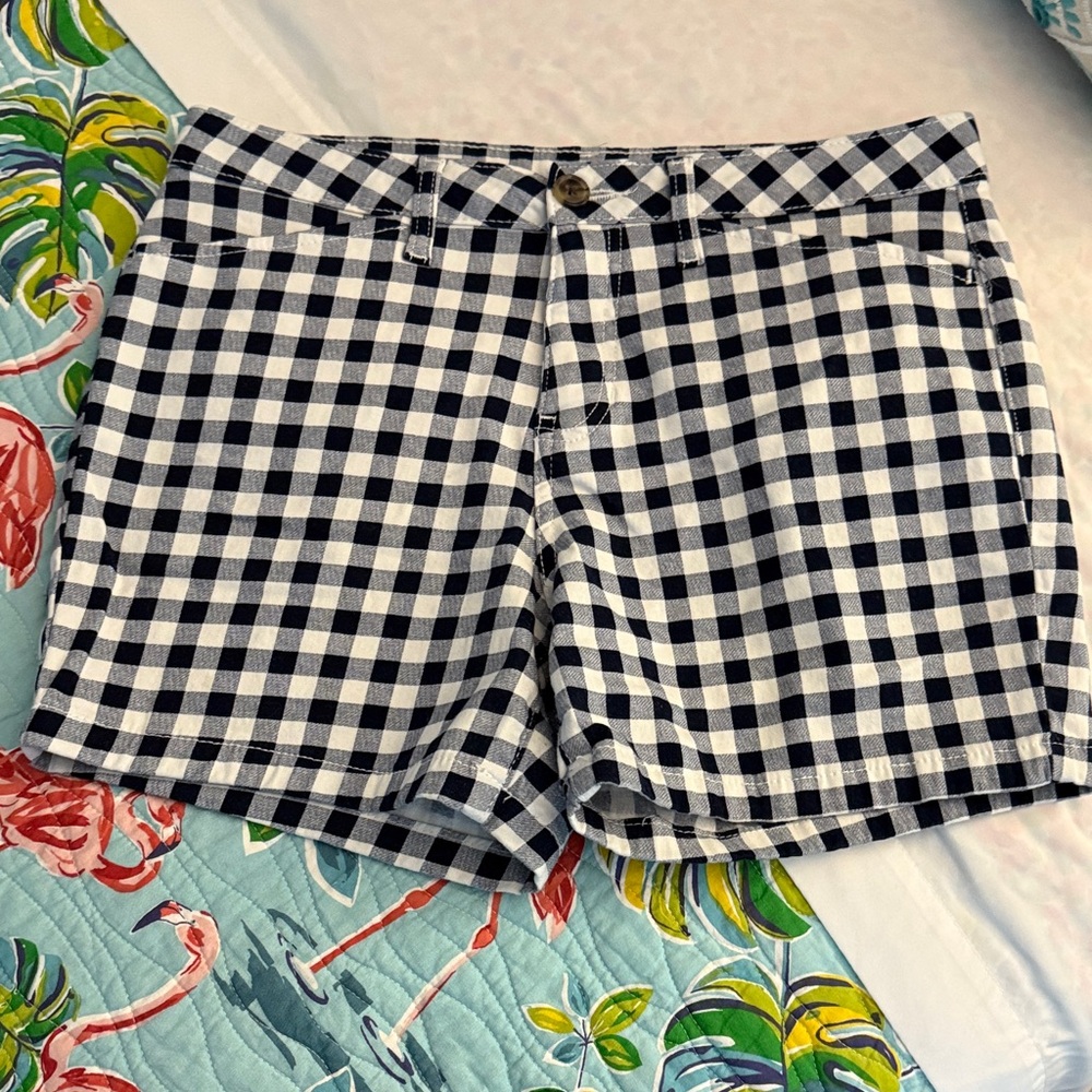 St. John's Bay High Waist Checkered Shorts - Navy and White